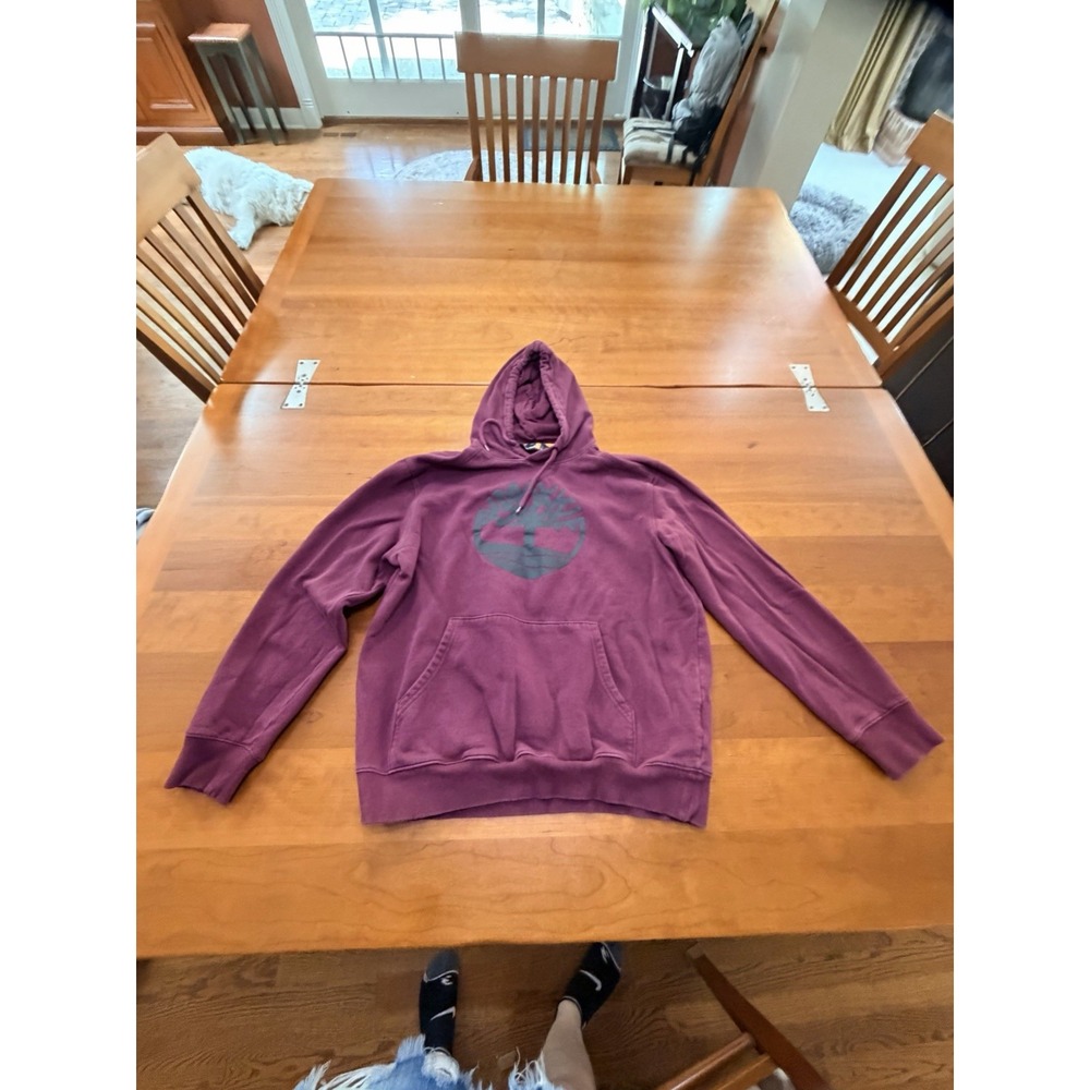 Timberland Men's Maroon XL Regular Fit Cotton Fleece Pullover Hoodie